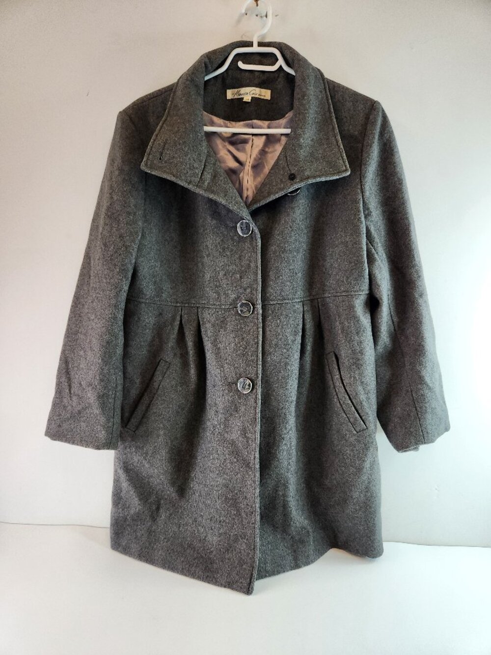 Kenneth Cole New York Overcoat Peacoat Wool Blend Grey Women's Size 14